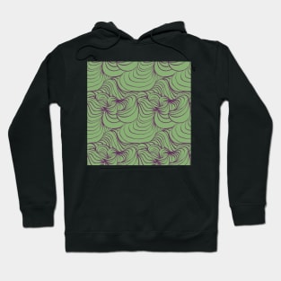 Green and Purple Line Art Pattern Hoodie